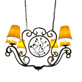 Chandelier, Iron, Black, Six Arm, Six Candle Stick, Branch with Leaves Design, Rustic